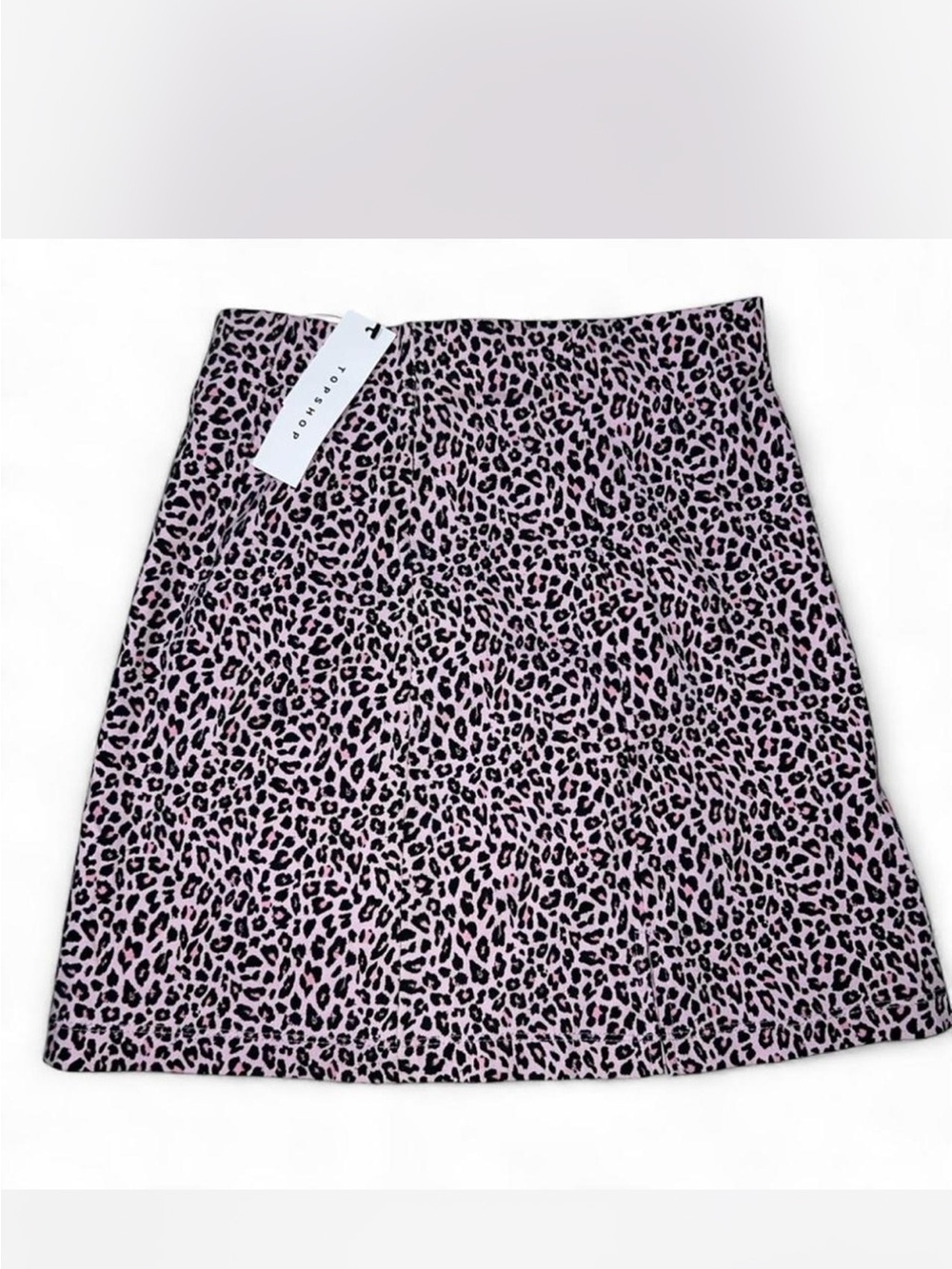 Topshop Women’s Pink Leopard Print A-Line Skirt